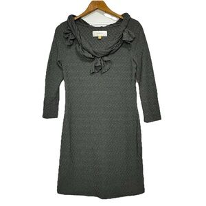 LEIFSDOTTIR Anthropologie Textured Knit Ruffle Dress Sz M Cozy Classic Feminine